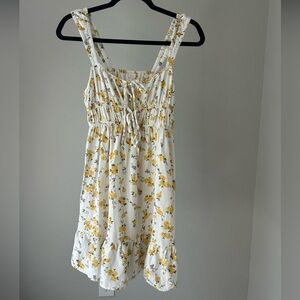 Floral Tie-Front Mini Sundress in Yellow